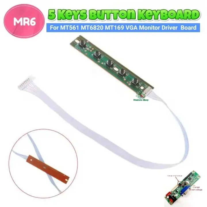 Laptop Display Monitor Combo Pack MT169 1ch 6bit 40 Pin 25mm LVDS 5 Key Manu Button Keypad Supply 12V 5A  Support VGA Input 40 Pin LVDs 1366x768 & 1024x600 Resolution